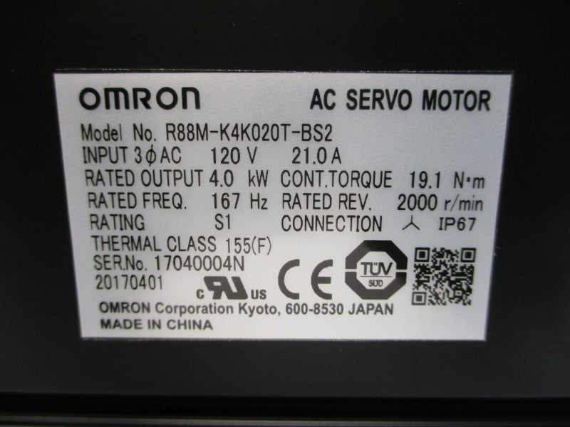 OMRON R88M-K4K020T-BS2 120VAC 21.0A NSMP