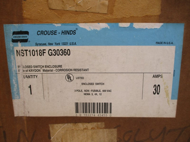 CROUSE-HINDS NST1018F G30360 600VAC 30A NSMP