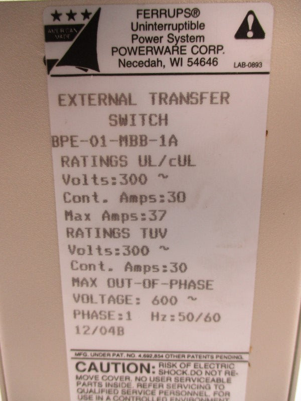 POWERWARE BPE-01-MBB-1A 300V 30A NSMP