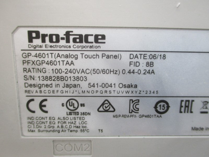 PRO-FACE GP-4601T PFXGP4601TAA 100-240VAC 0.44-0.24A NSNP