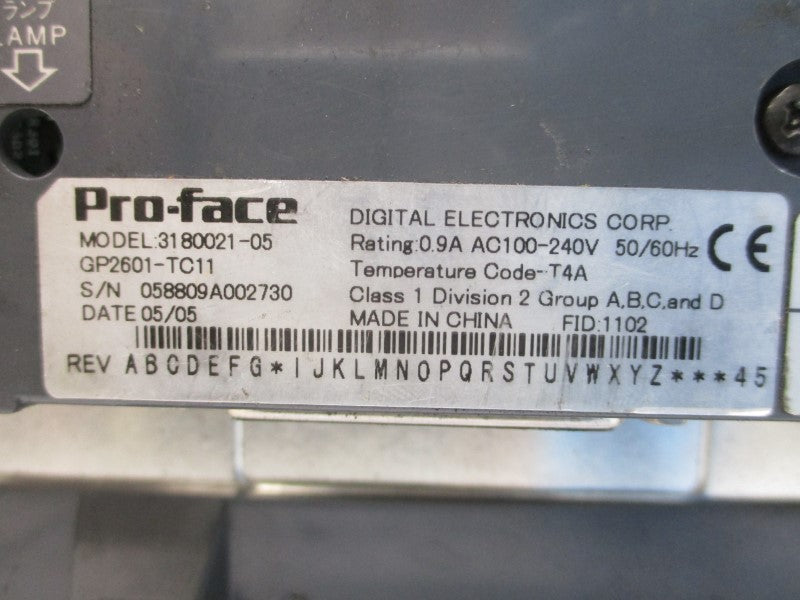 PRO-FACE GP2601-TC11 3180021-05 100-240VAC 0.9A UNMP