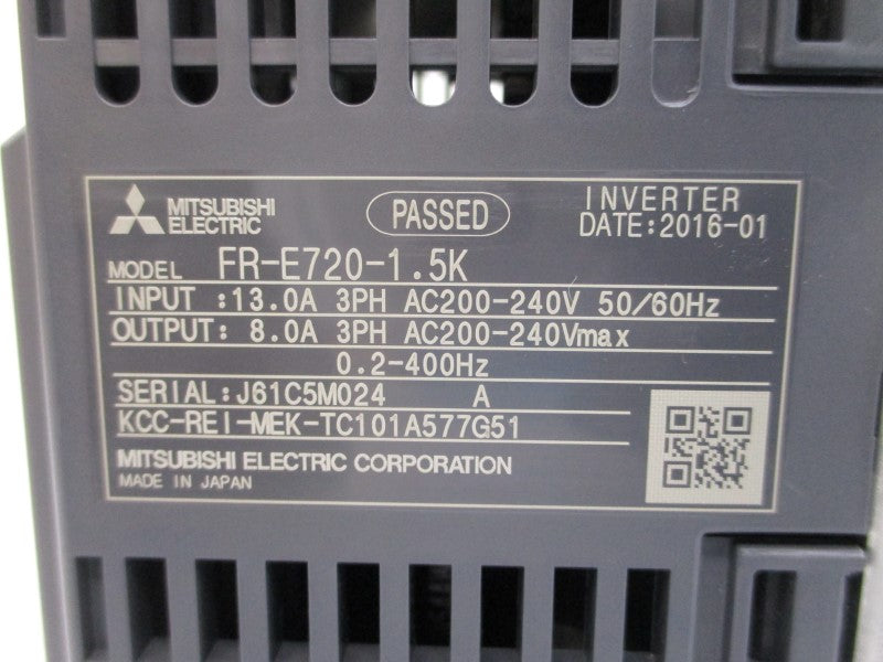 MITSUBISHI ELECTRIC FR-E720-1.5K 200-240VAC 13.0A NSMP