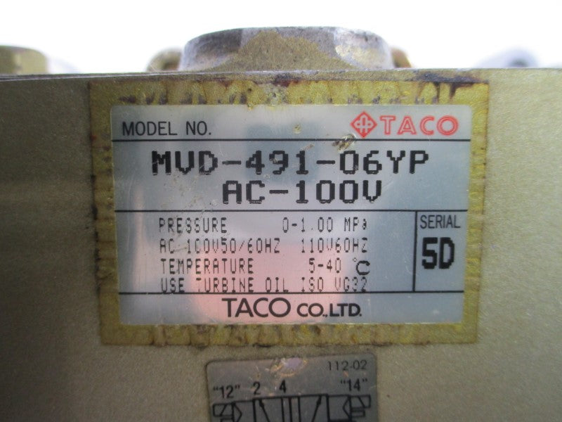TACO MVD-491-06YP 100/110VAC UNMP