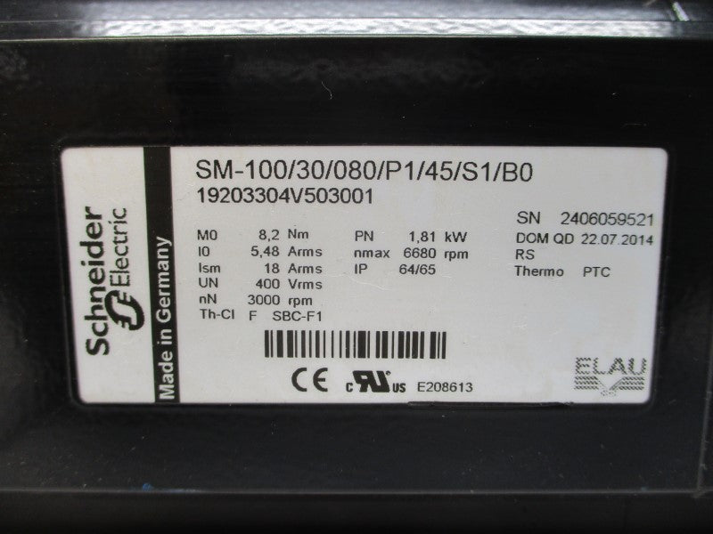 SCHNEIDER ELECTRIC SM-100/30/080/P1/45/S1/B0 19203304V503001 400V 18A NSNP