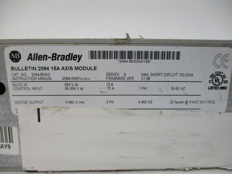 ALLEN BRADLEY 2094-BM02 SER. A F/W V1.98 95-264VAC 13A UNMP