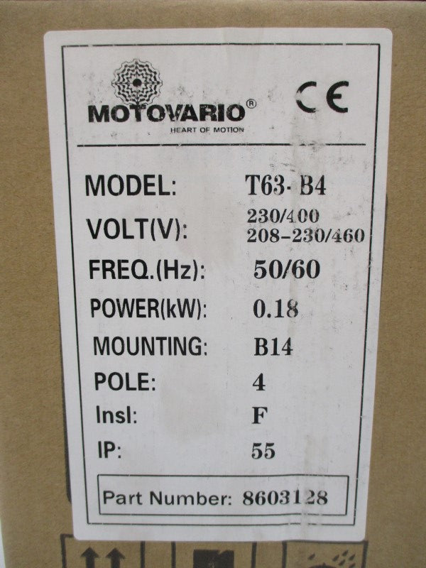 MOTOVARIO T63-B4 8603128 208-230/460V 1.11/1.05A NSMP