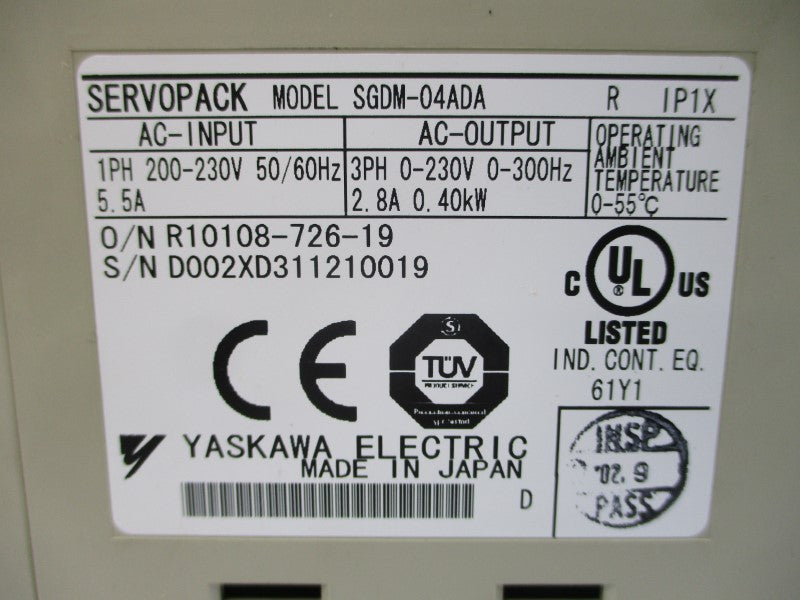 YASKAWA SGDM-04ADA 200-230VAC 5.5A NSMP