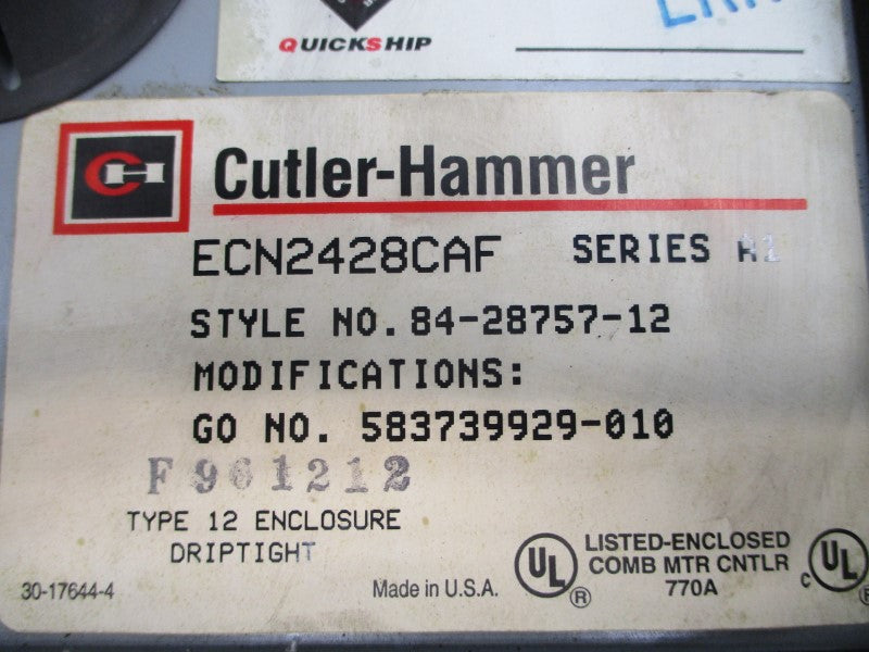 CUTLER HAMMER ECN2428CAF 84-28757-12 SER. A1 600VAC 50A NSNP