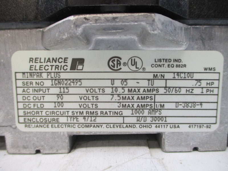 RELIANCE ELECTRIC 14C10U 115VAC 10.5A NSMP