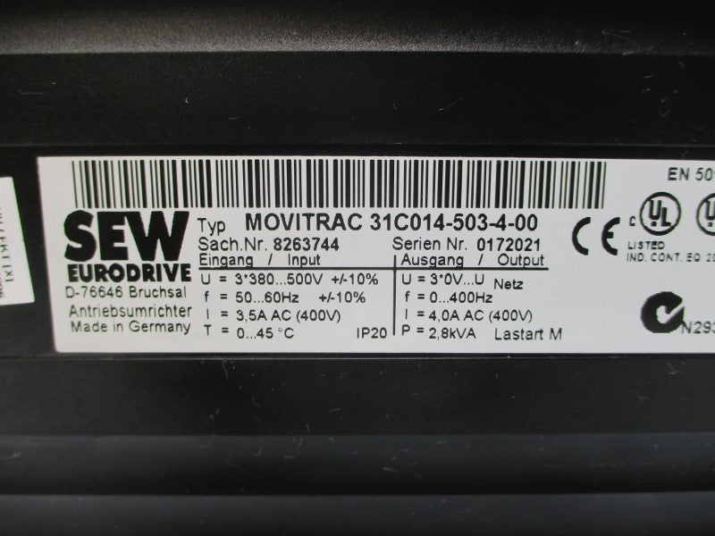 SEW EURODRIVE 31C014-503-4-00 8263744 380-500V 3.5A NSNP