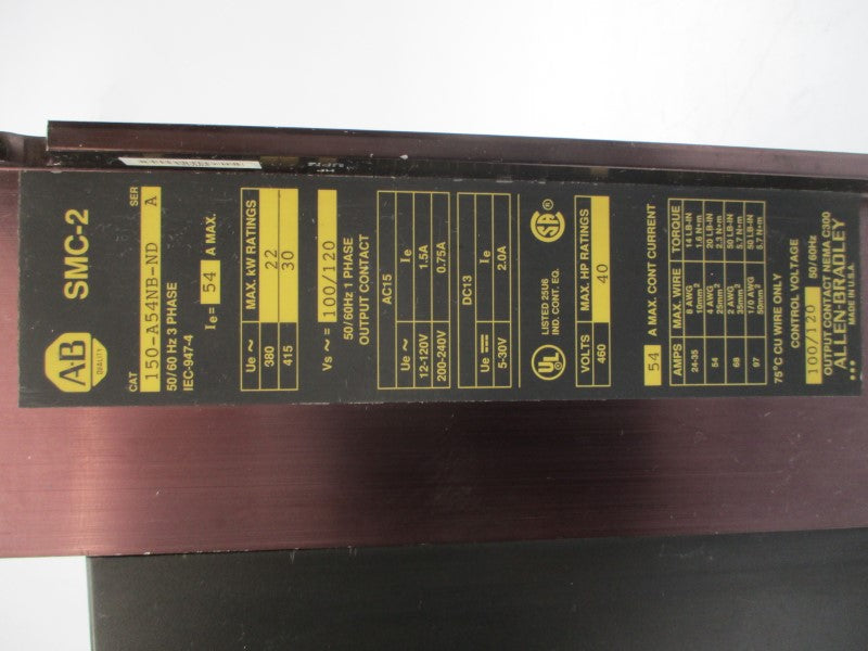 ALLEN BRADLEY 150-A54NB-ND SER. A 100/120V 54A UNMP