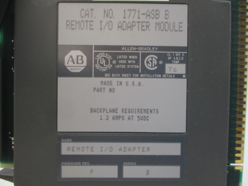 ALLEN BRADLEY 1771-ASB SER. B F/W F 5VDC 1.2A NSMP