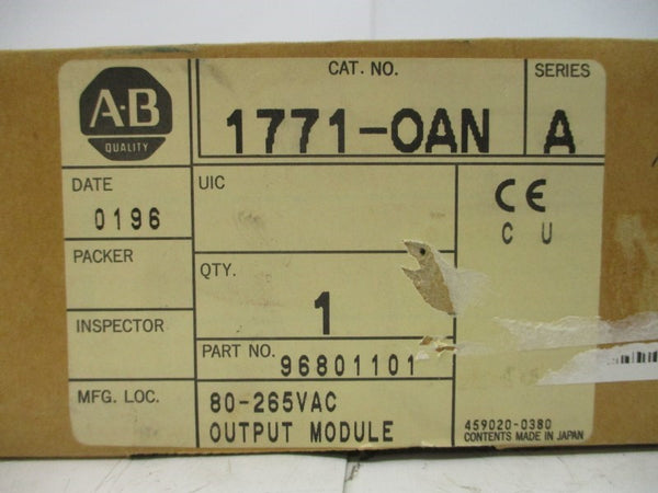ALLEN BRADLEY 1771-OAN SER. A 80-265VAC 2.4A NSMP