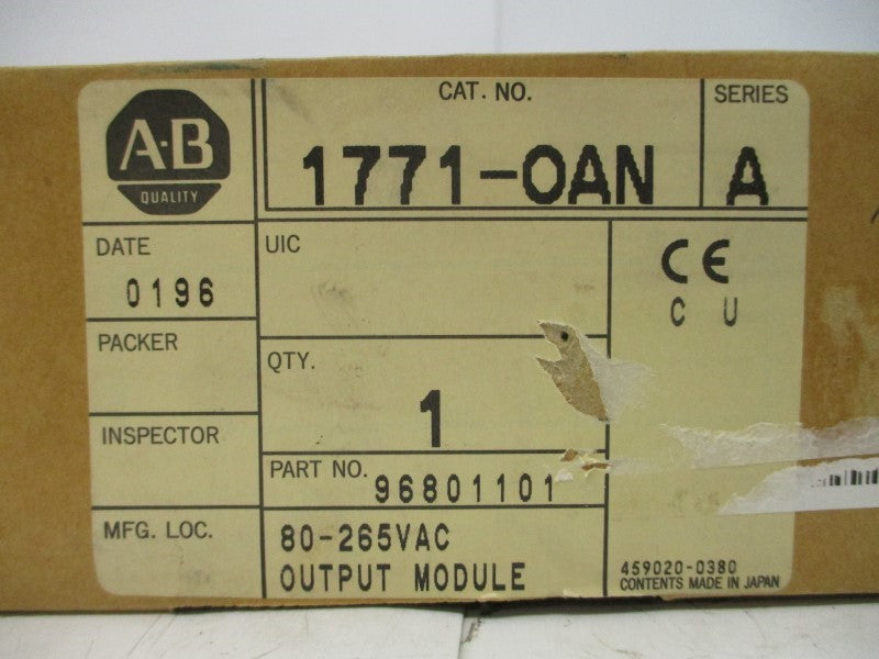ALLEN BRADLEY 1771-OAN SER. A 80-265VAC 2.4A NSMP