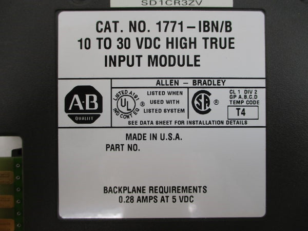 ALLEN BRADLEY 1771-IBN SER. B 10-30VDC 0.28A UNMP