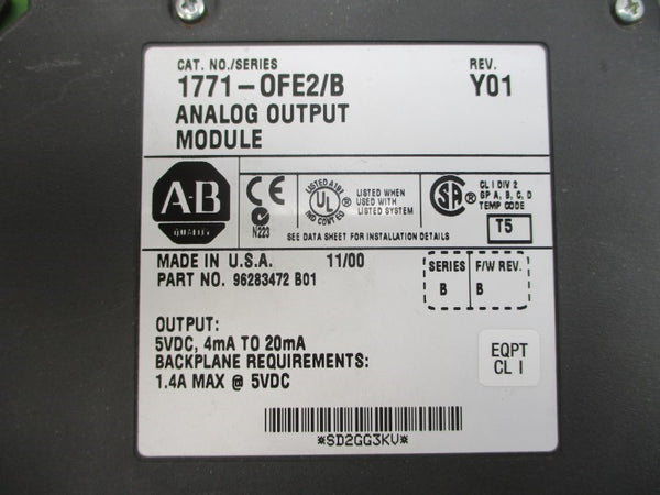 ALLEN BRADLEY 1771-OFE2 SER. B F/W B 5VDC 1.4A REMAN