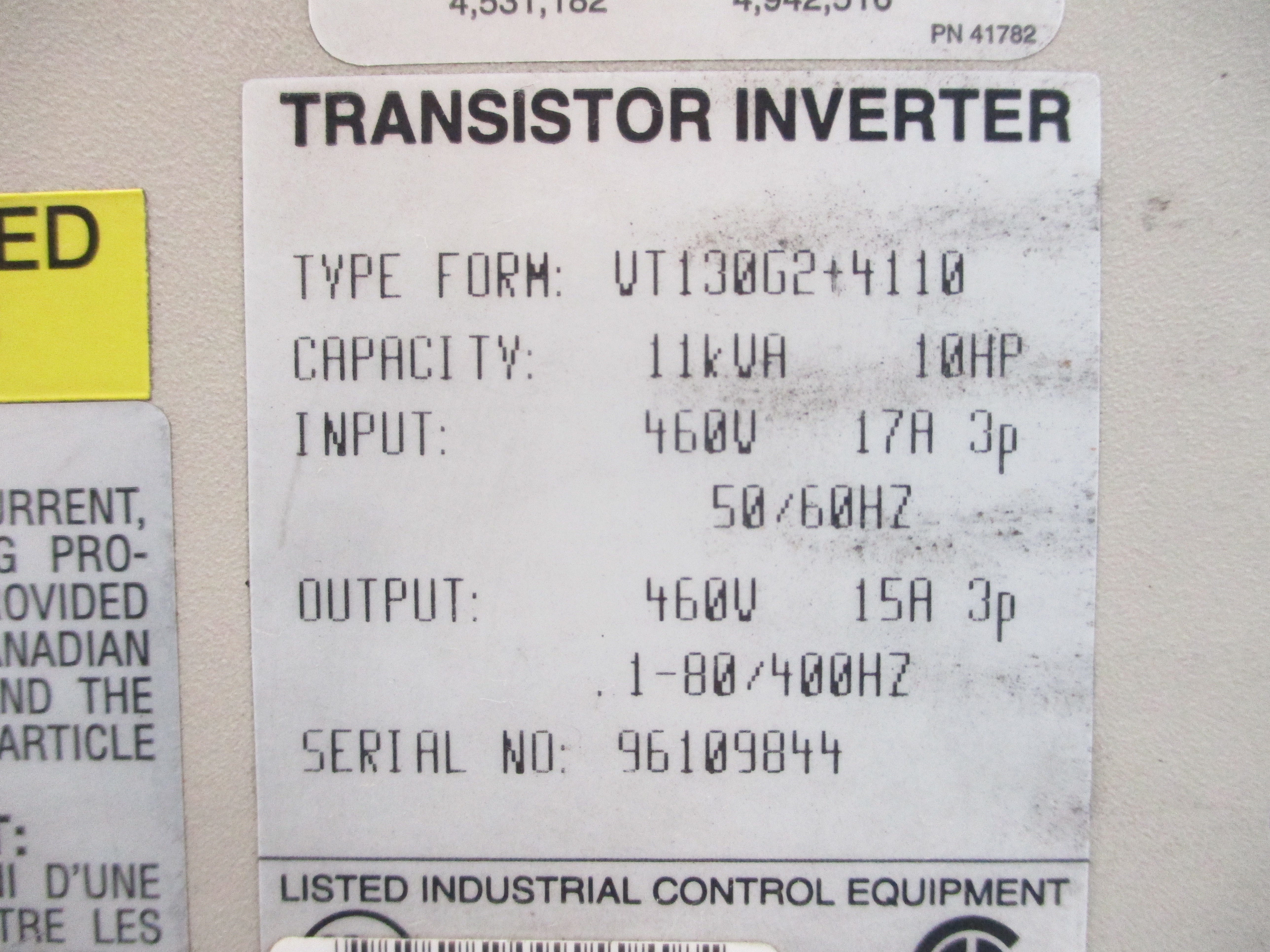 TOSHIBA VT130G2+4110 460V 17A UNMP