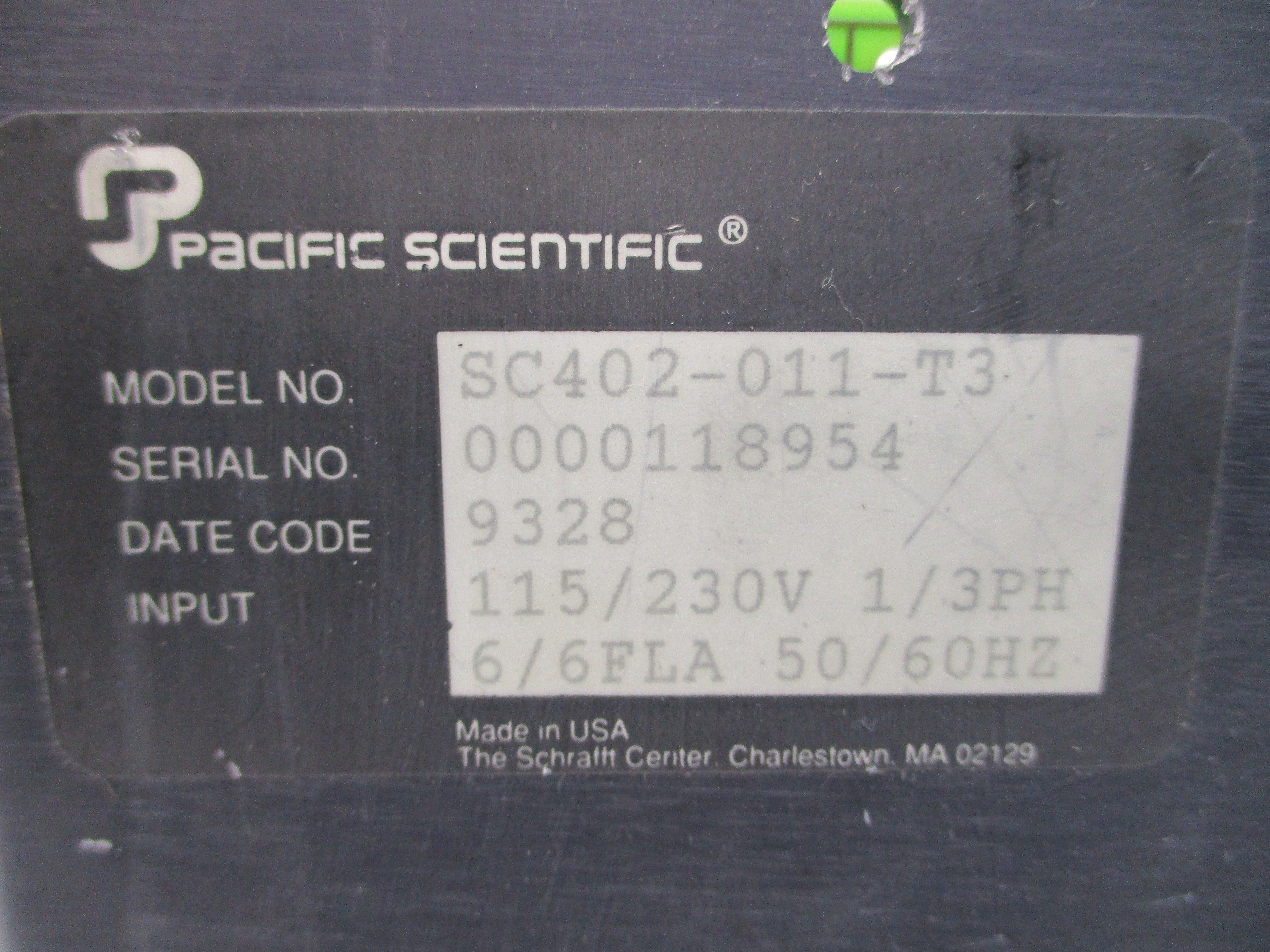 PACIFIC SCIENTIFIC SC402-011-T3 115/230V 6A UNMP