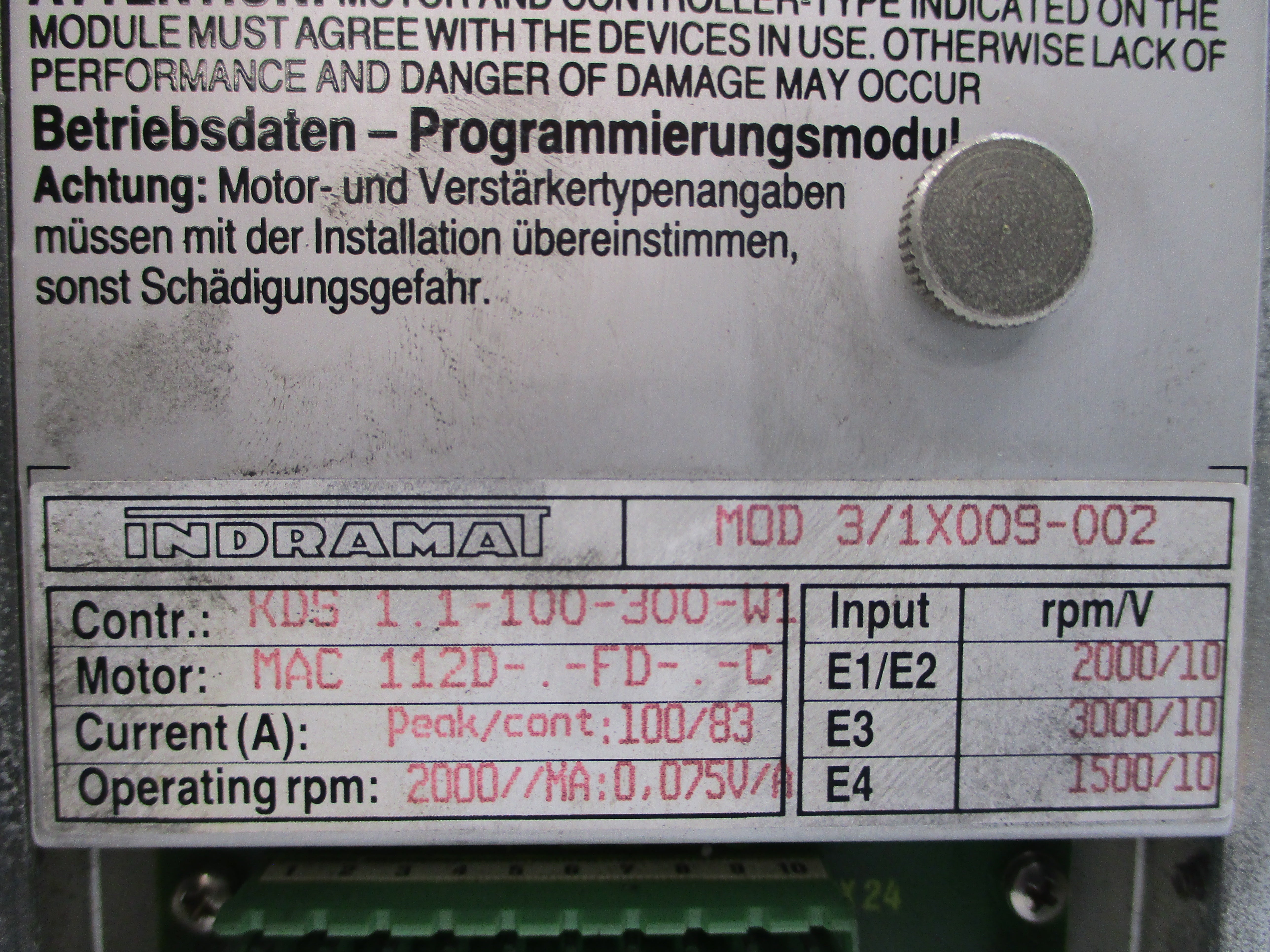 INDRAMAT KDS1.1-100-300-W1 115VAC UNMP