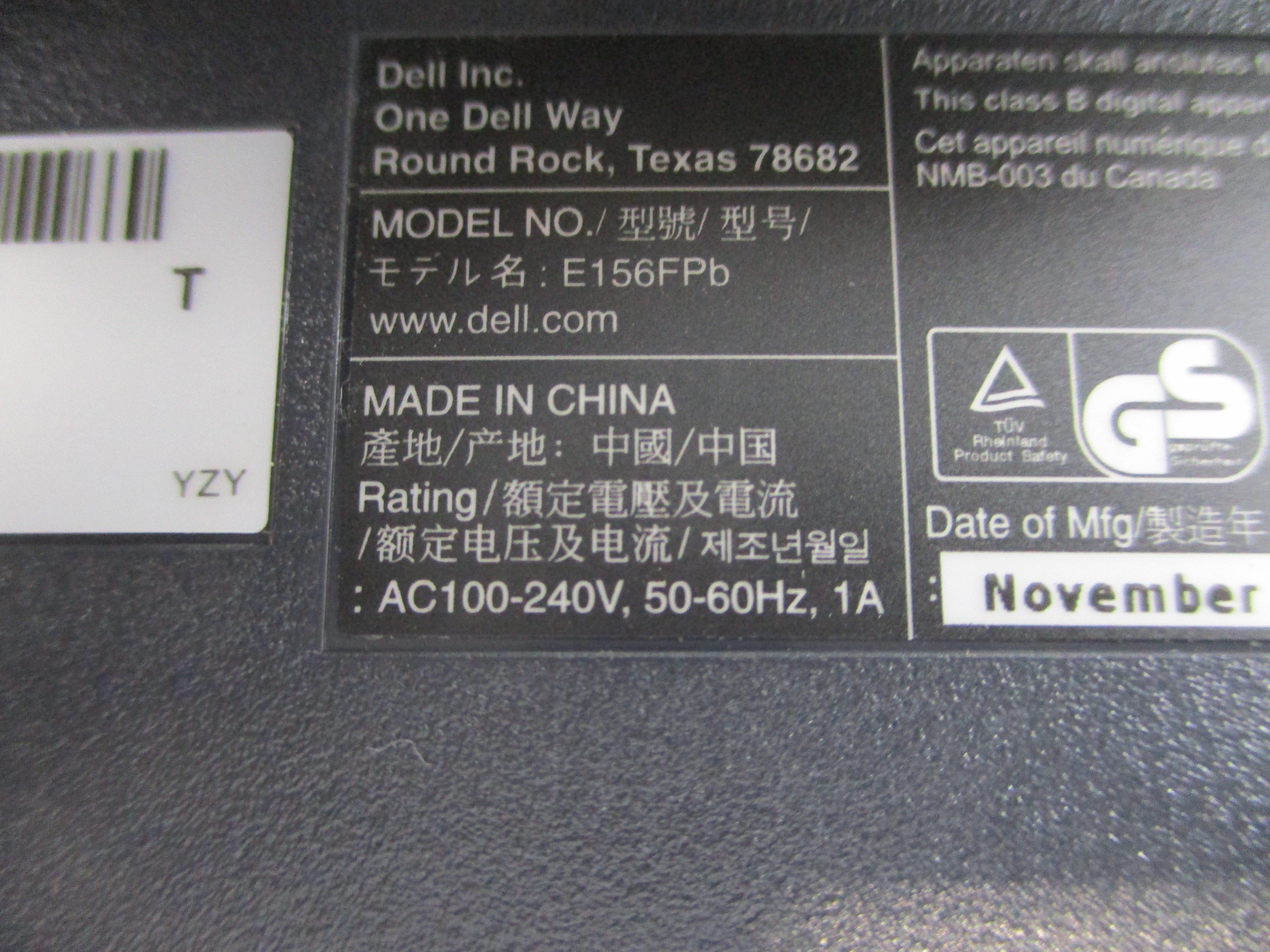 DELL E156FPB 100-240VAC 1A NSMP