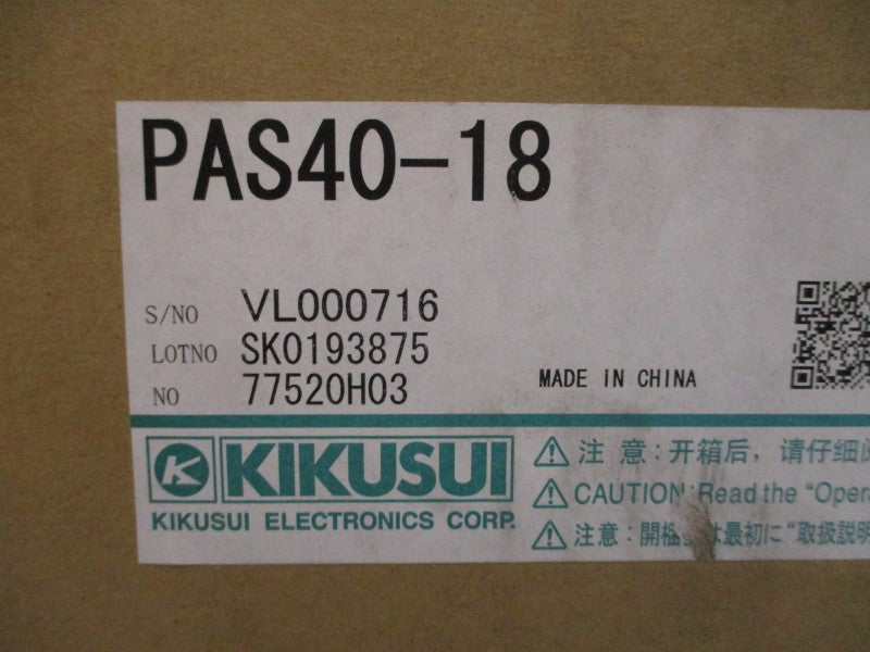 KIKUSUI ELECTRONICS PAS40-18 100-240V 18A NSMP