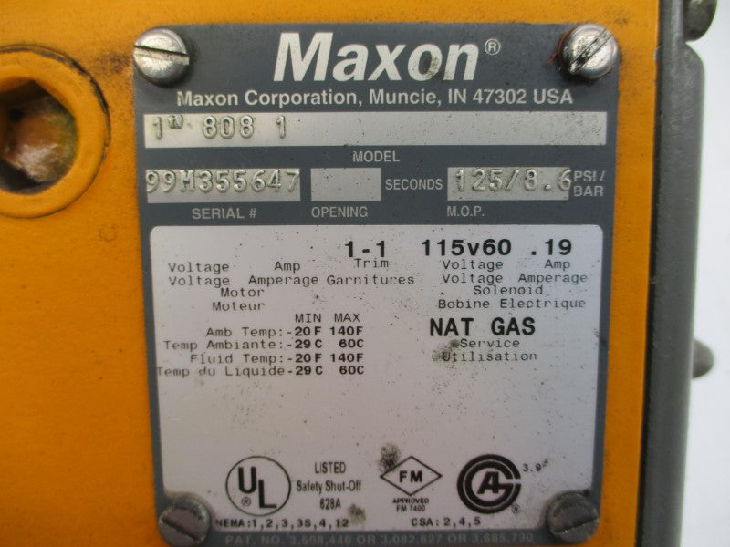 MAXON 8081 115V .19A 125PSI 1" UNMP