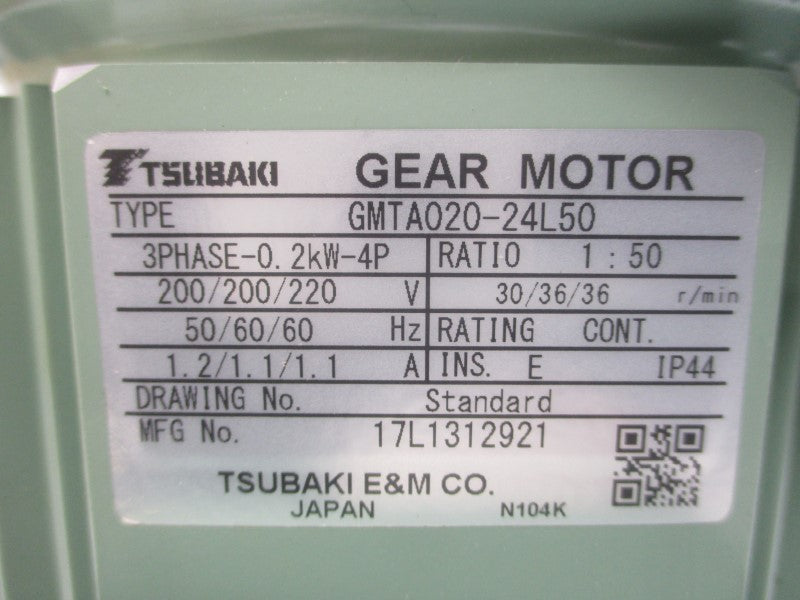 TSUBAKI GMTA020-24L50 200/220V 1.2/1.1A NSMP