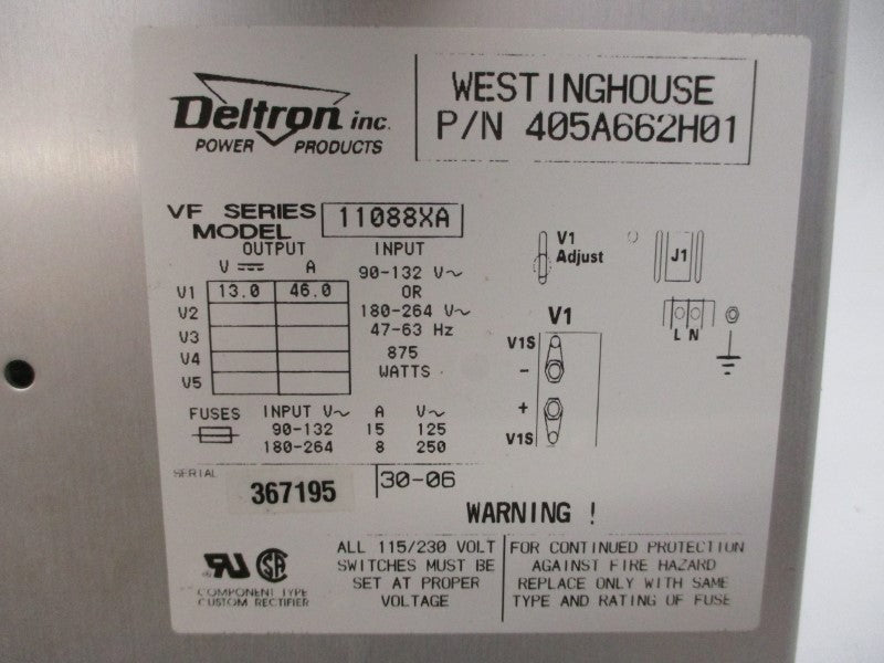 DELTRON 405A662H01 11088XA 180-264V 46.0A NSMP