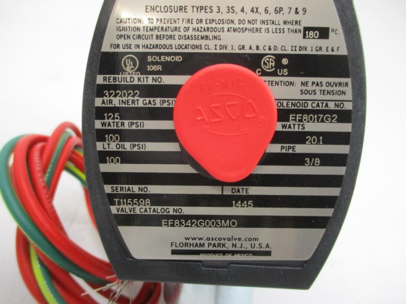 ASCO EF8342G003MO 120V 100-125PSI 3/8" NSMP