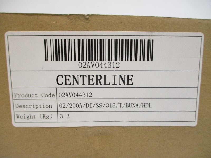 CENTERLINE 02AV044312 02/200A/DI/SS/316/T/BUNA/HDL 200PSI NSMP