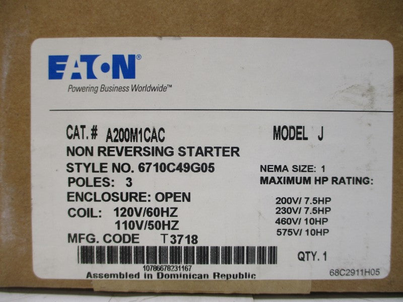 EATON A200M1CAC 6710C49G05 110/120V NSFS