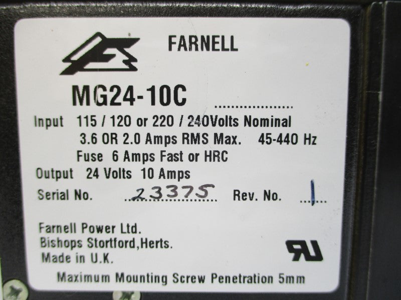 FARNELL POWER MG24-10C 220/240V 6A NSNP