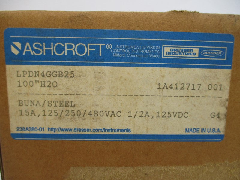 ASHCROFT LPDN4GGB25 480VAC 15A 20PSI NSMP
