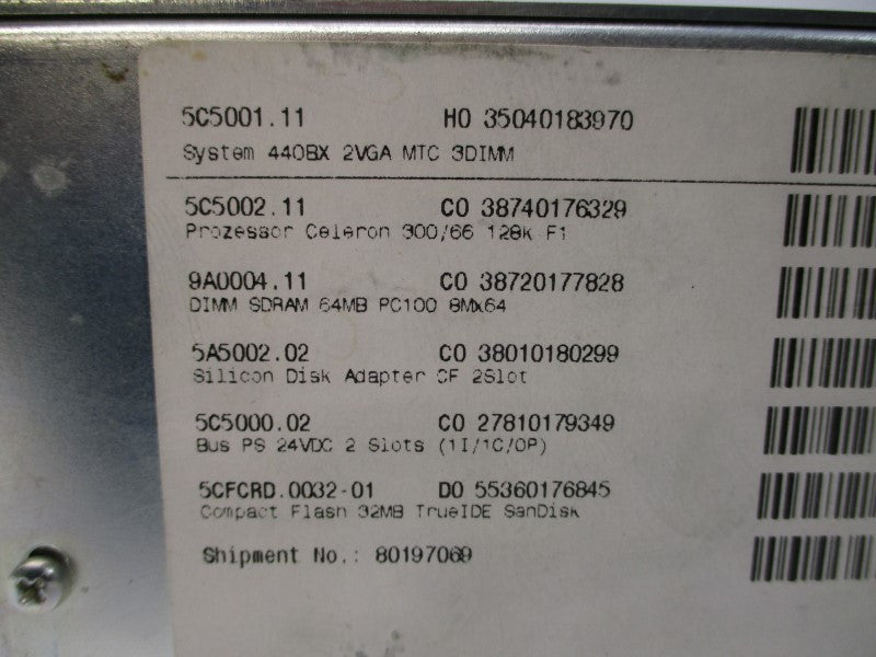 B&R AUTOMATION 5C5001.11 IPC5000/5600/5000C/5600C UNMP