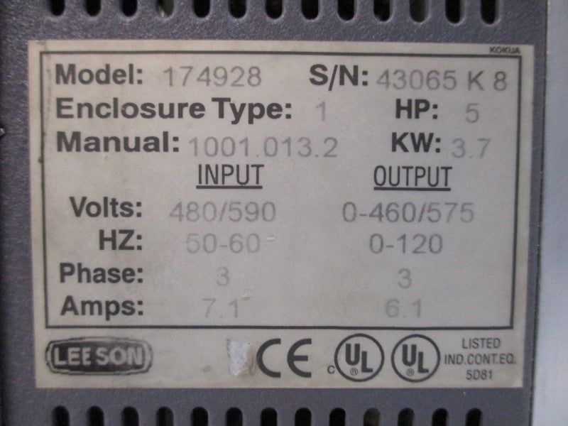 LEESON 174928 480/590V 7.1A UNMP