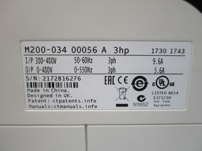 CONTROL TECHNIQUES M200-03400056A 380-480V 9.6A NSNP