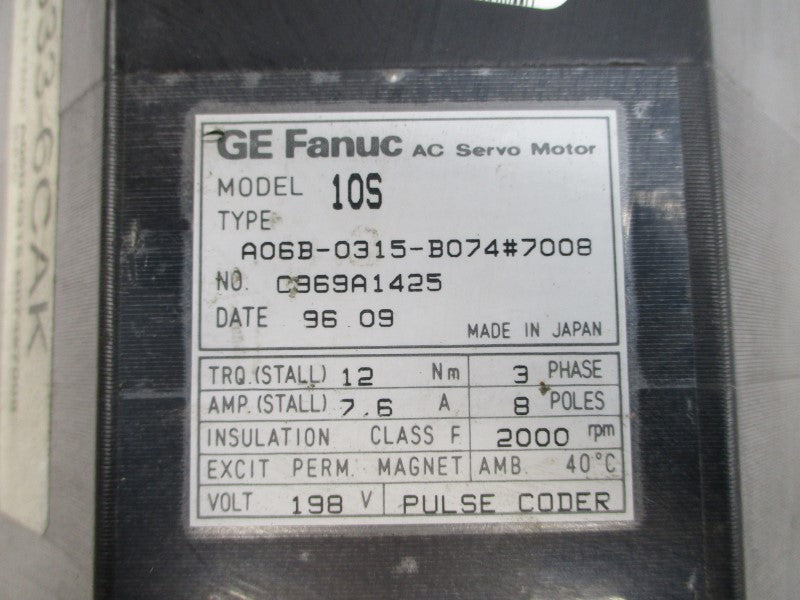 FANUC A06B-0315-B074#7008 198VAC 7.6A UNMP