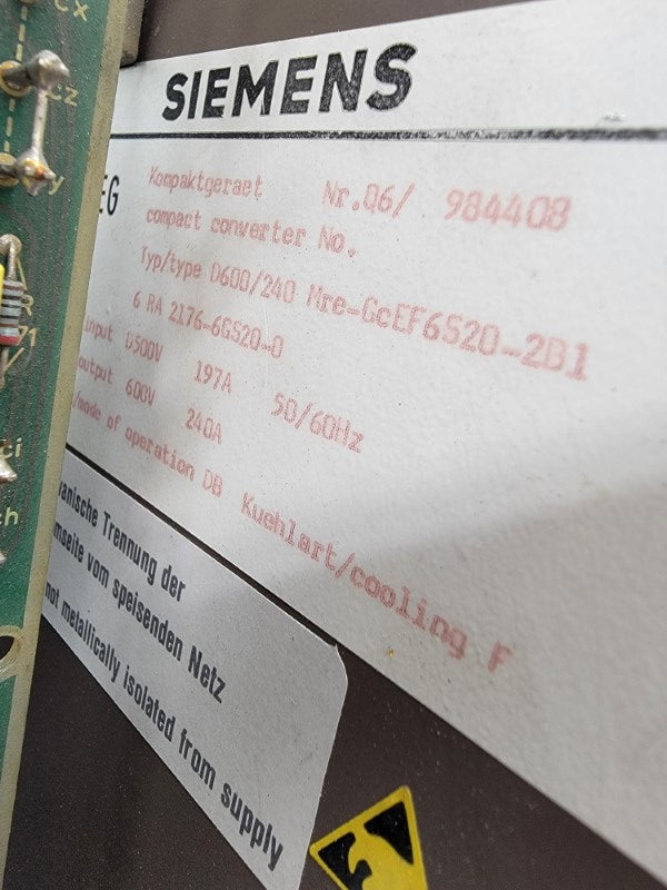 SIEMENS 6RA2176-6GS20-0 500V 197A (AS PICTURED) UNMP