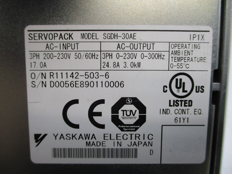 YASKAWA ELECTRIC SGDH-30AE 200-230VAC 17.0A NSNP