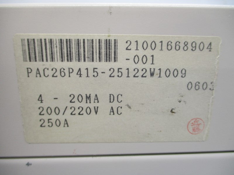 SHIMADEN PAC26P415-25122W1009 200/220VAC 250A UNMP