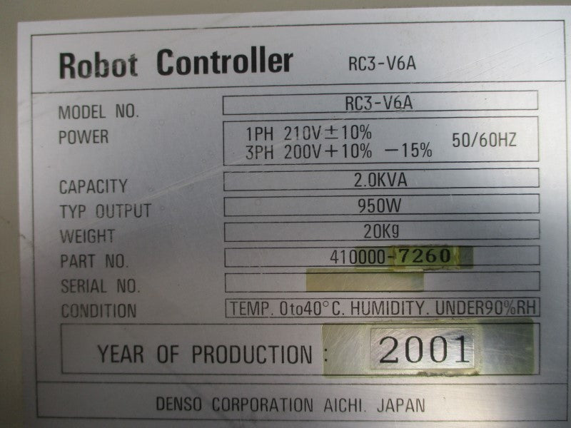 DENSO RC3-V6A 410000-7260 200/210VAC UNMP