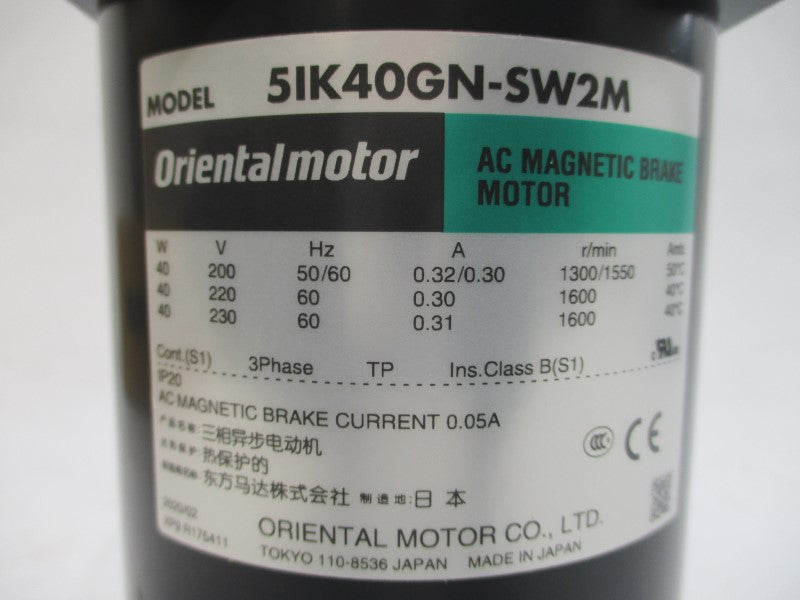 ORIENTAL MOTOR 5IK40GN-SW2M 230VAC 0.31A NSMP