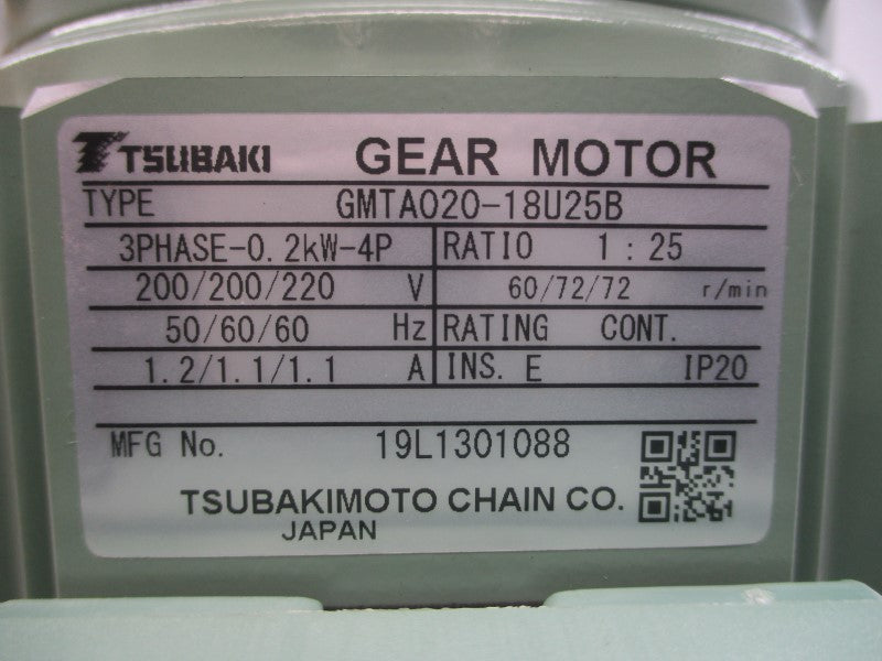 TSUBAKI GMTA020-18U25B 200/220V 1.2/1.1A NSMP