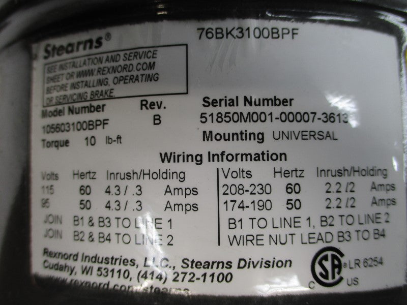 BALDOR 0106315895-000010 M35E056P925G1 208-230/460V 5.4-5/2.5A NSNP