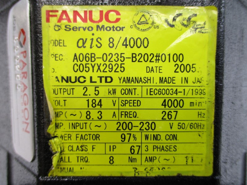 FANUC A06B-0235-B202#0100 184VAC 8.3A NSNP