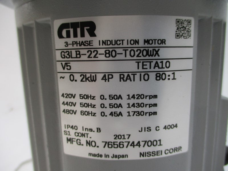 GTR G3LB-22-80-T020WX 480V 0.45A NSMP
