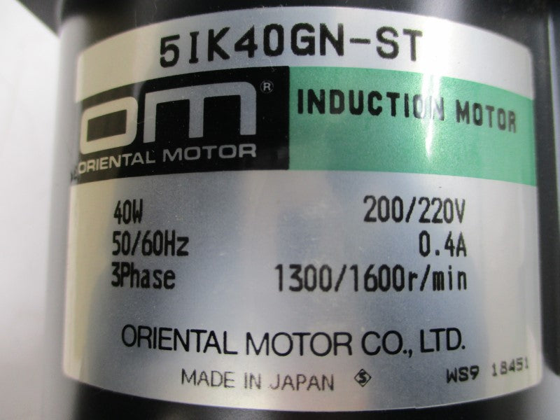 ORIENTAL MOTOR 5IK40GN-ST 200/220V 0.4A NSMP