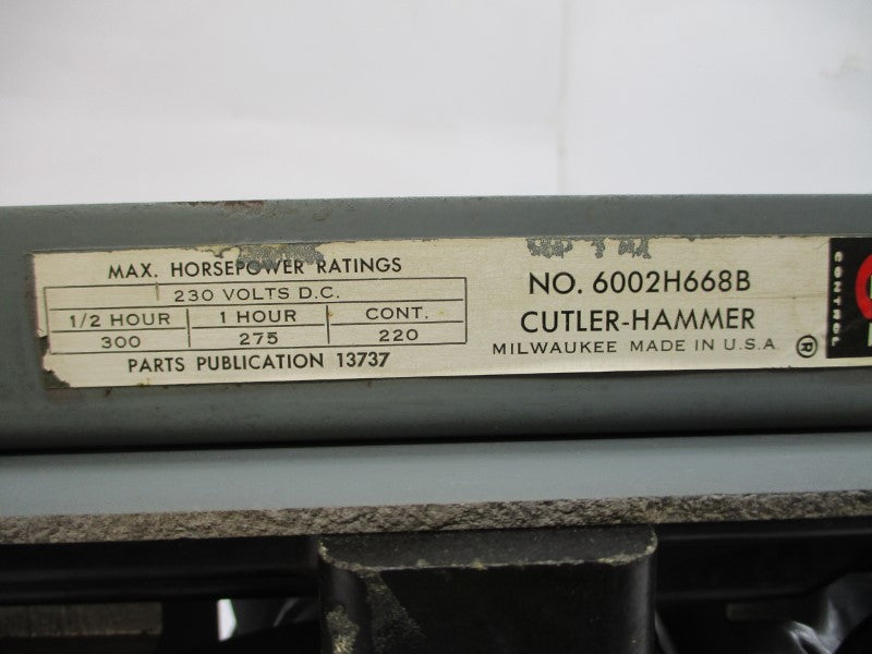 CUTLER HAMMER 6002H668B 230VDC 300A UNMP