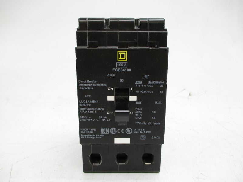 SQUARE D EGB34100 SER. 3 277V 100A NSMP