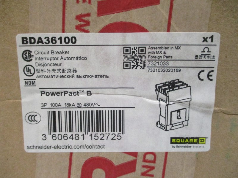 SQUARE D BDA36100 SER. 1 480V 100A NSMP